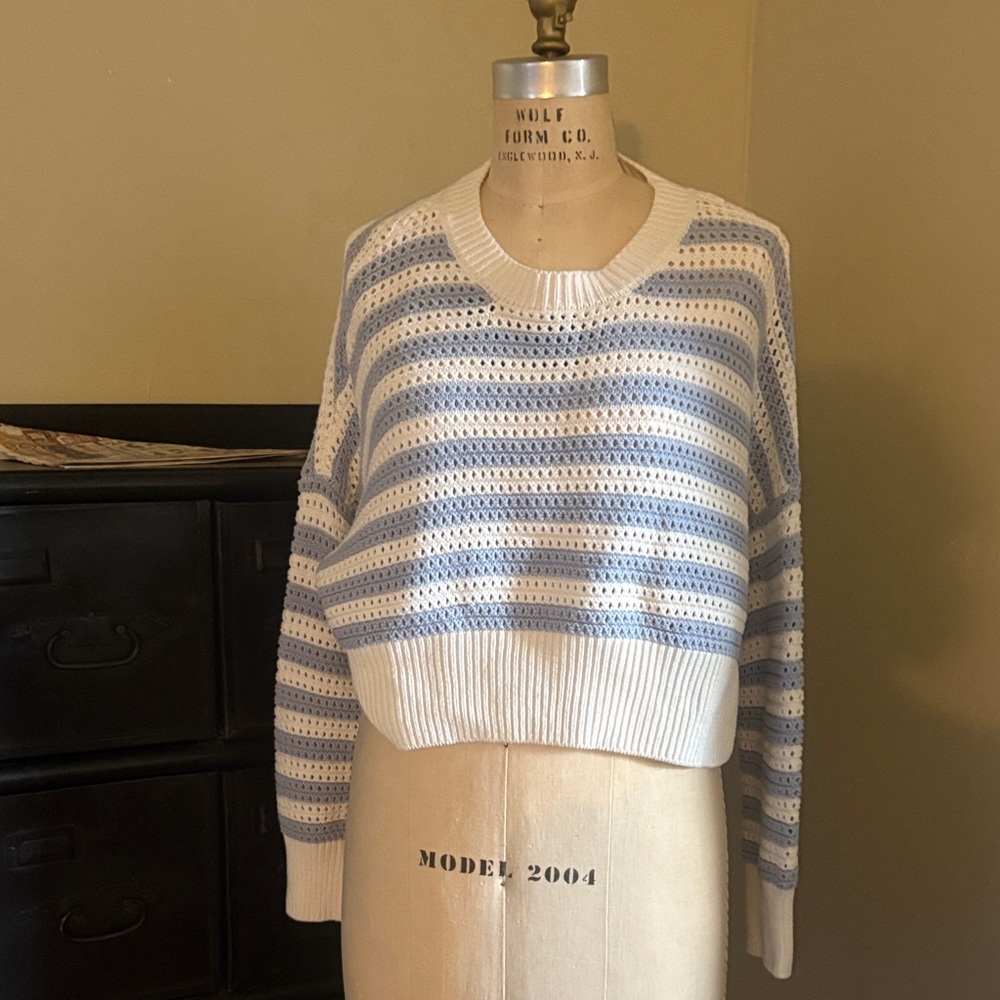 moon & madison Light Blue and White Striped Sweater